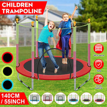 Load image into Gallery viewer, 1.4M Kids Indoor/Outdoor Round Trampoline Jump Bed With Protective Net Children Fitness Sports Equipment
