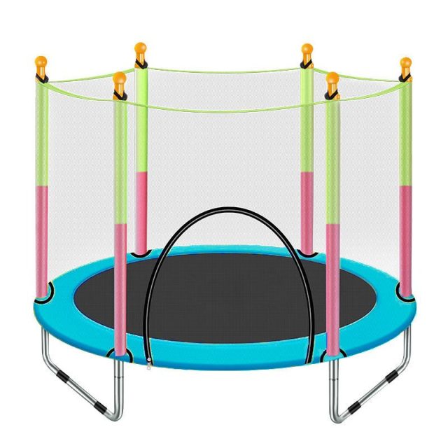 1.4M Kids Indoor/Outdoor Round Trampoline Jump Bed With Protective Net Children Fitness Sports Equipment