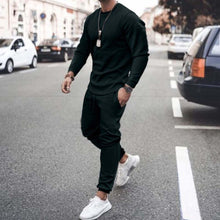 Load image into Gallery viewer, Autumn Sportswear Men&#39;s Fashion Solid Color Tracksuit Sports Suits Male 2 piece sets T shirt + pants
