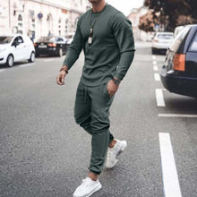 Load image into Gallery viewer, Autumn Sportswear Men&#39;s Fashion Solid Color Tracksuit Sports Suits Male 2 piece sets T shirt + pants
